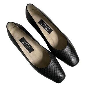 Stuart Weitzman Pumps Black Leather Textured Block Heel Career Shoes Size 6